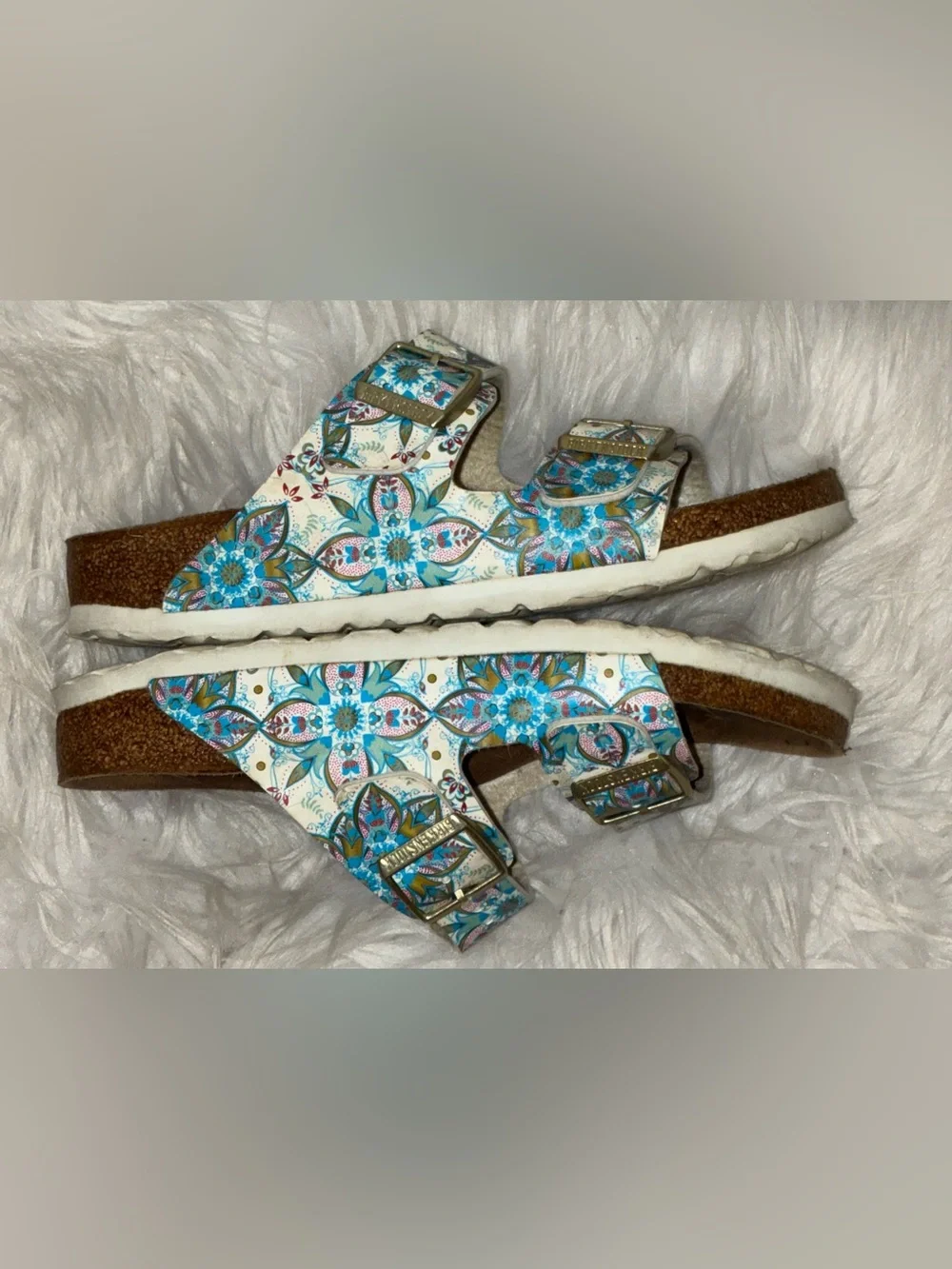 Birkenstock Flor Boho Flowers White Sz 36